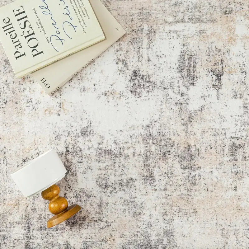 10x14 Washable Beige & Grey Abstract Area Rug - Non-Slip Soft Low Pile for Living Room & Bedroom - United States