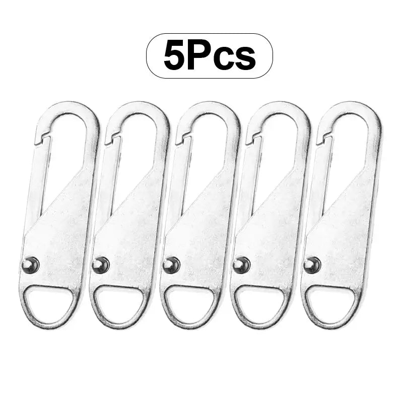 5pcs Universal Replacement Zipper Slider Pullers – Metal Alloy Zip Repair Kit for Luggage Bags Jackets & DIY Sewing
