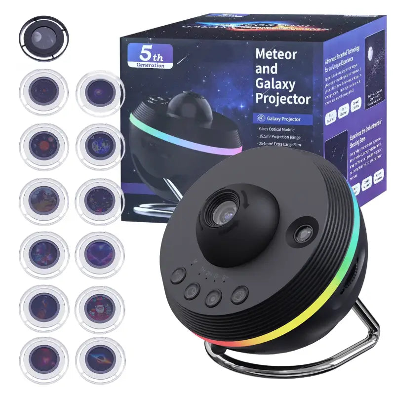 Galaxy Projector – 13-in-1 Meteor HD Planetarium Star Projector with 360° Rotation - Black / United States