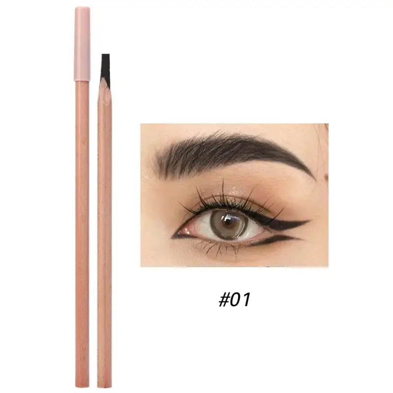 Microblading Wood Eyebrow Pencil – Smudge-Proof Long-Lasting & Natural Eyebrows Tattoo Pen - 01 Dense Black