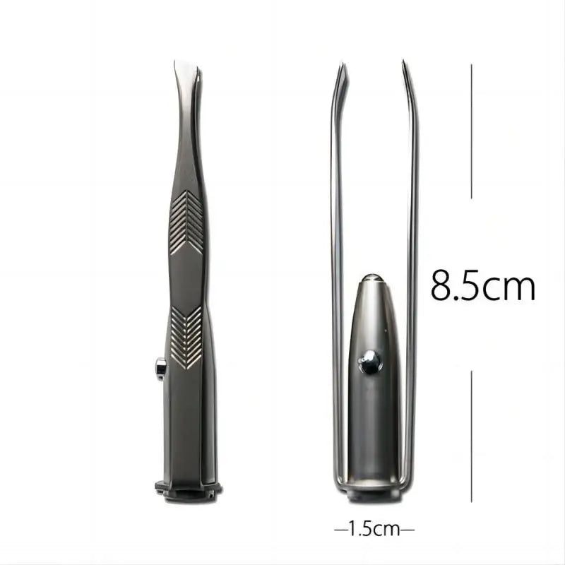 Portable Stainless Steel LED Tweezer – Smart Design for Precise Eyebrow Hair Removal - Silver
