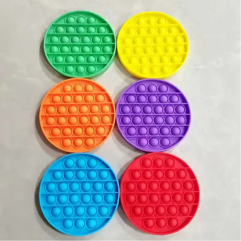 Silicone Bubble Sensory Fidget Toys - Stress Reliever Gifts for Kids Birthday Party Favors Poppers - 3PCS Rainbow