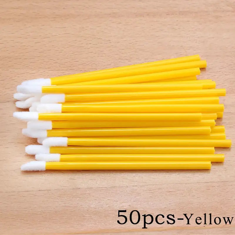 100/50pcs Disposable Eyelash & Lip Brushes – Mascara Applicator & Eyelash Extension Tools - Yellow-50pcs