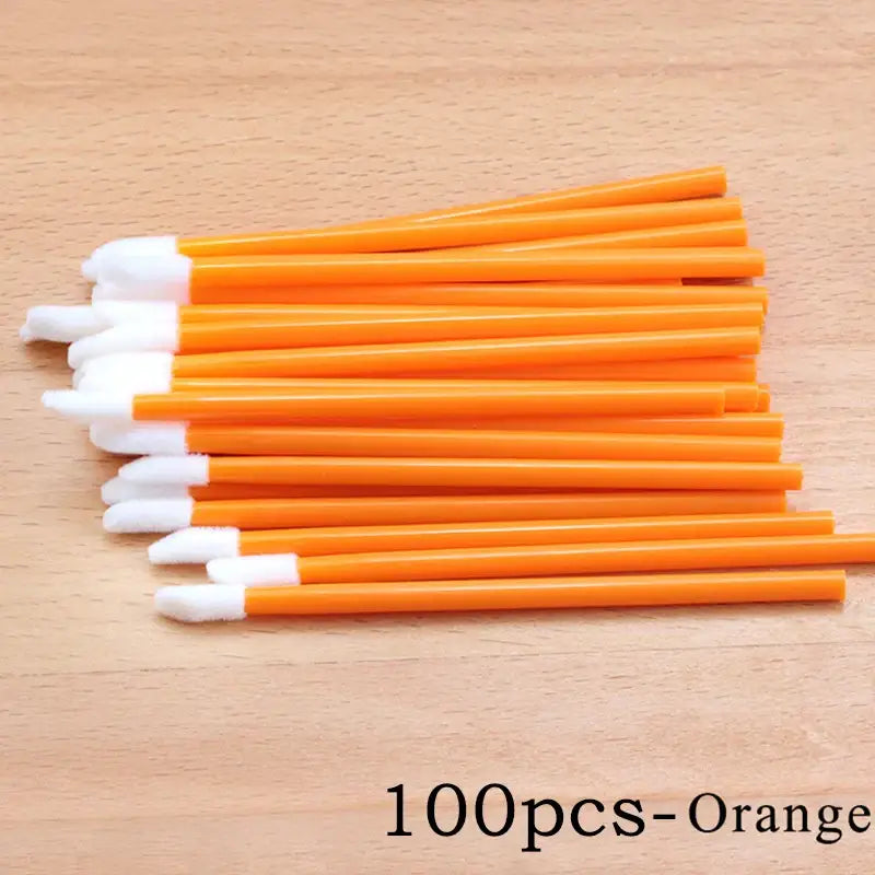 100/50pcs Disposable Eyelash & Lip Brushes – Mascara Applicator & Eyelash Extension Tools - Orange-100pcs