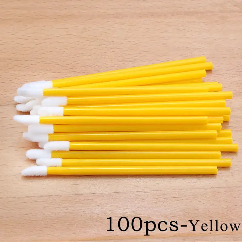100/50pcs Disposable Eyelash & Lip Brushes – Mascara Applicator & Eyelash Extension Tools - Yellow-100pcs