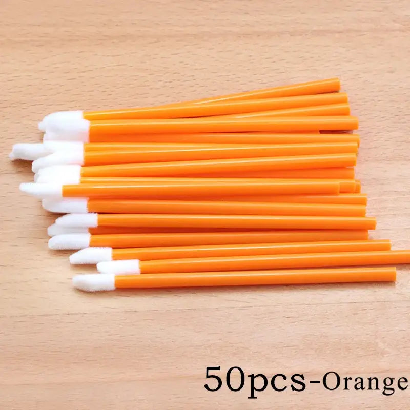 100/50pcs Disposable Eyelash & Lip Brushes – Mascara Applicator & Eyelash Extension Tools - Orange-50pcs