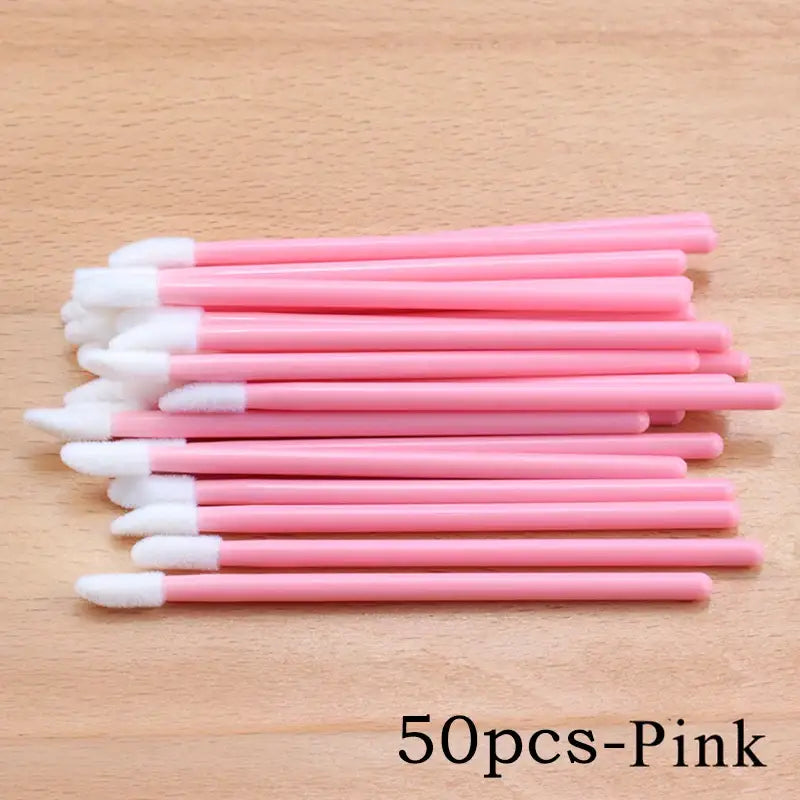 100/50pcs Disposable Eyelash & Lip Brushes – Mascara Applicator & Eyelash Extension Tools - Pink-50pcs