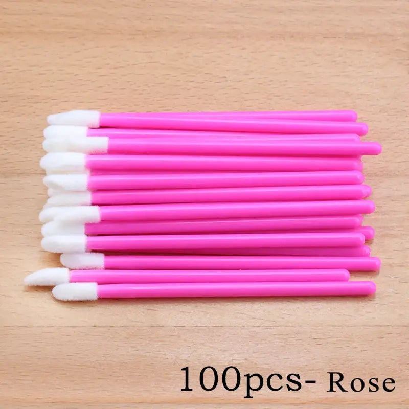100/50pcs Disposable Eyelash & Lip Brushes – Mascara Applicator & Eyelash Extension Tools - Rose Pink-100pcs