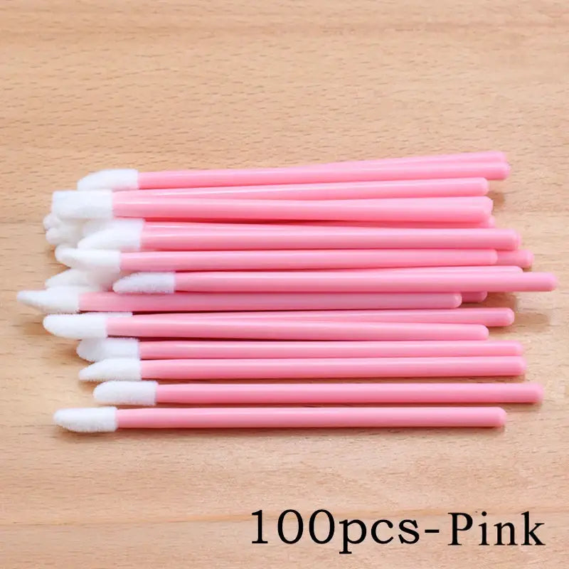 100/50pcs Disposable Eyelash & Lip Brushes – Mascara Applicator & Eyelash Extension Tools - Pink-100pcs