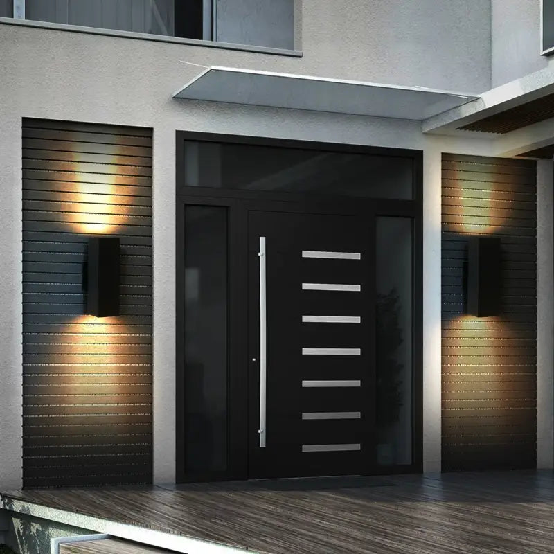 2-Pack Outdoor Wall Light IP65 Waterproof Up & Down GU10 Bulb Sconce for Porch Patio Garage - black / Warm / United