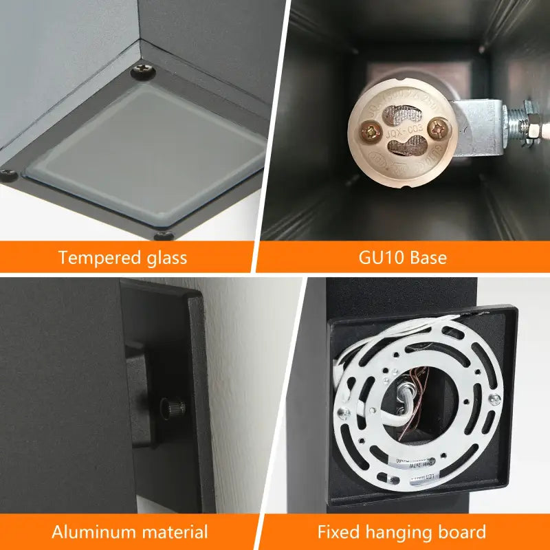 2-Pack Outdoor Wall Light IP65 Waterproof Up & Down GU10 Bulb Sconce for Porch Patio Garage - black / Warm / United