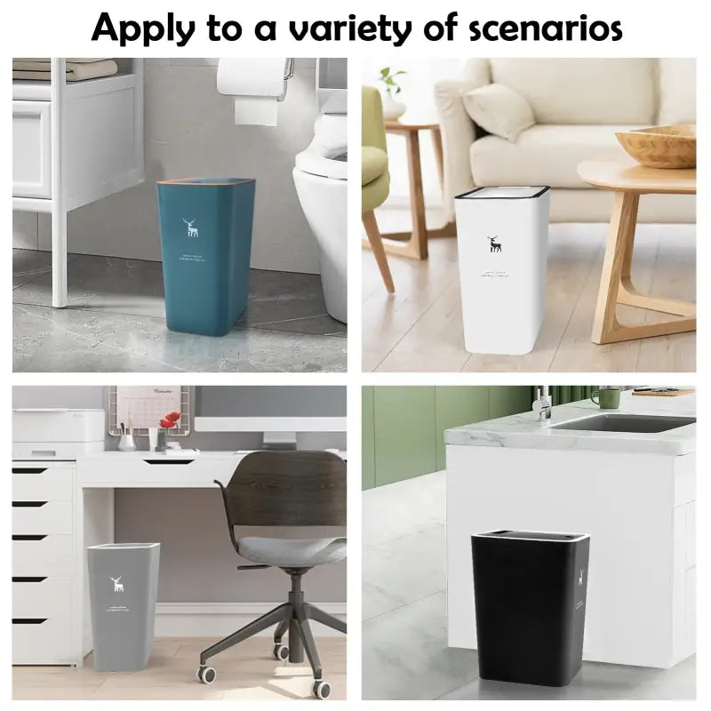 3-Pack 4 Gallon Press Top Trash Can with Lid Small Plastic Dog-Proof Waste Bin for Kitchen Office & Bathroom