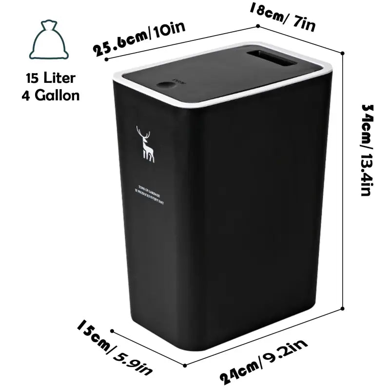 3-Pack 4 Gallon Press Top Trash Can with Lid Small Plastic Dog-Proof Waste Bin for Kitchen Office & Bathroom