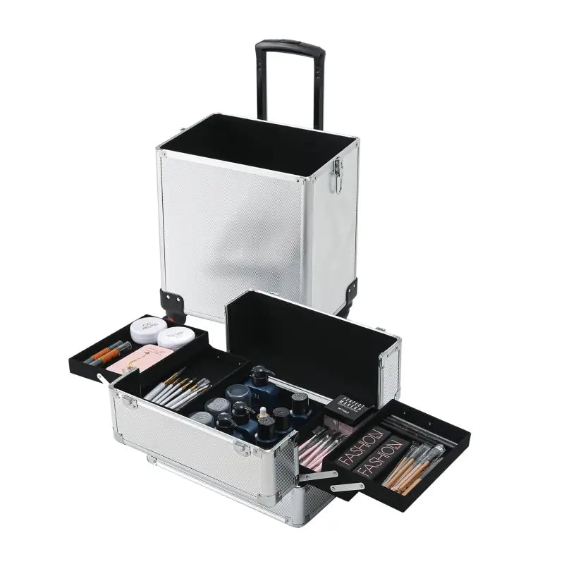 4-in-1 Aluminum Rolling Makeup Case – Stylish Portable & Functional - United States