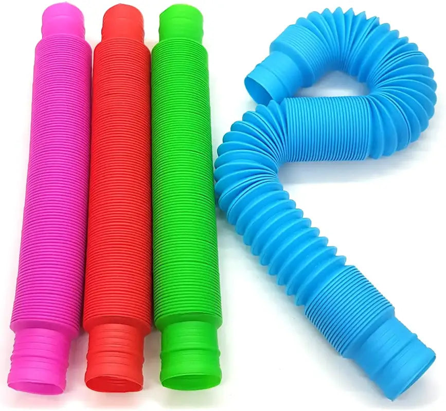 4 Pack Tube Sensory Fidget Toy - Colorful Heavy-Duty Pop Tubes for Stress Relief Autism & ADHD - random 4pieces