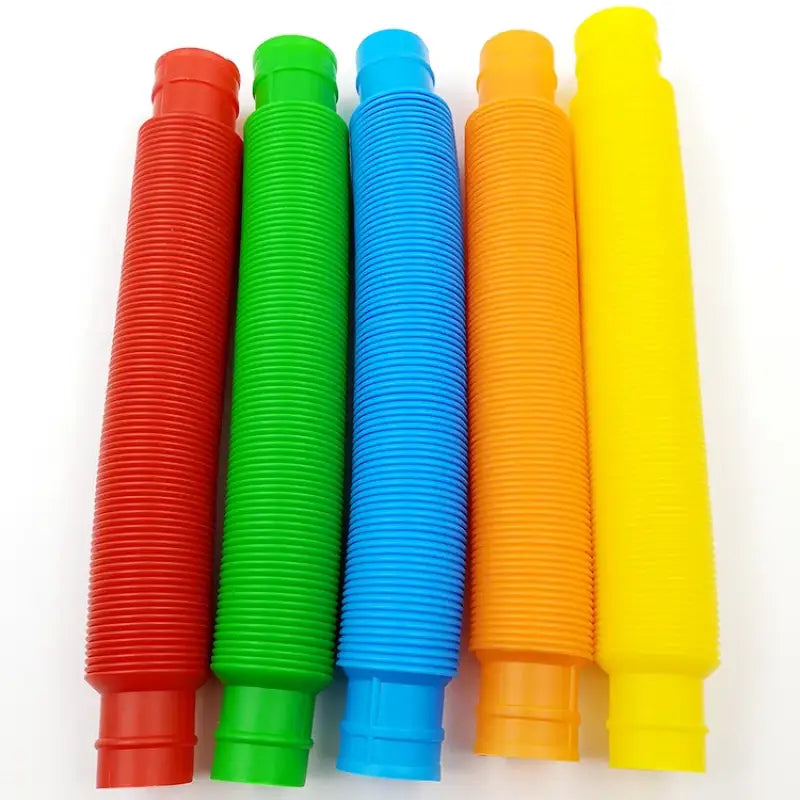4 Pack Tube Sensory Fidget Toy - Colorful Heavy-Duty Pop Tubes for Stress Relief Autism & ADHD - random 4pieces