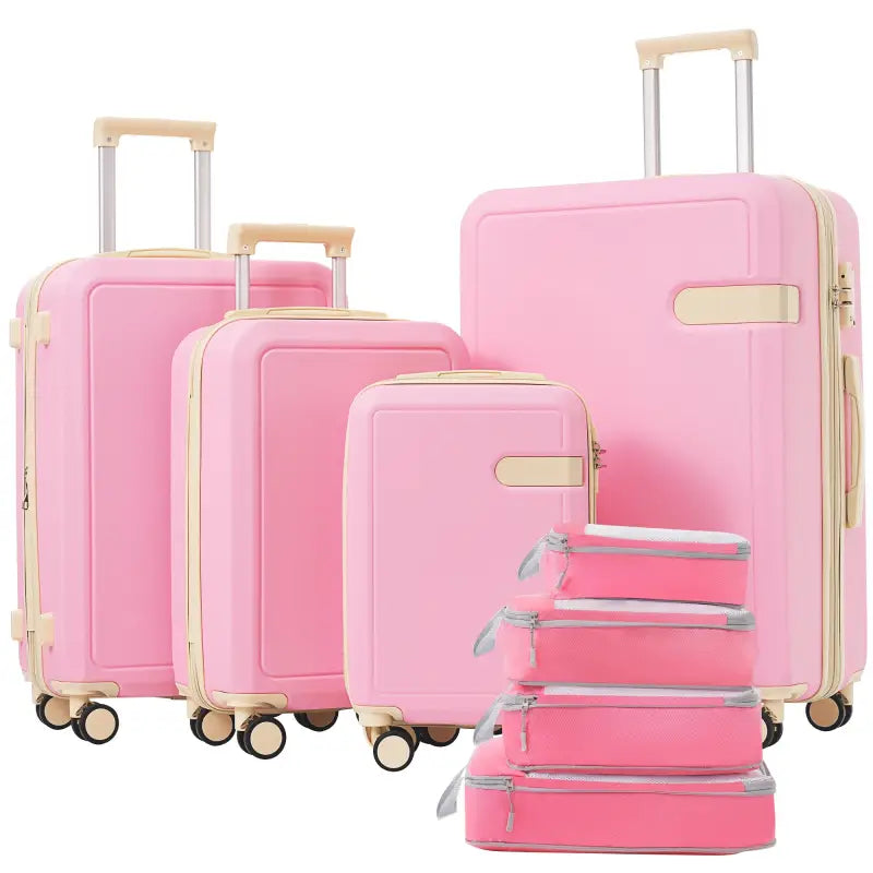 4 Piece Luggage Set with Compression Packing Cubes – Expandable Spinner Wheels & TSA Lock - Pink / United States