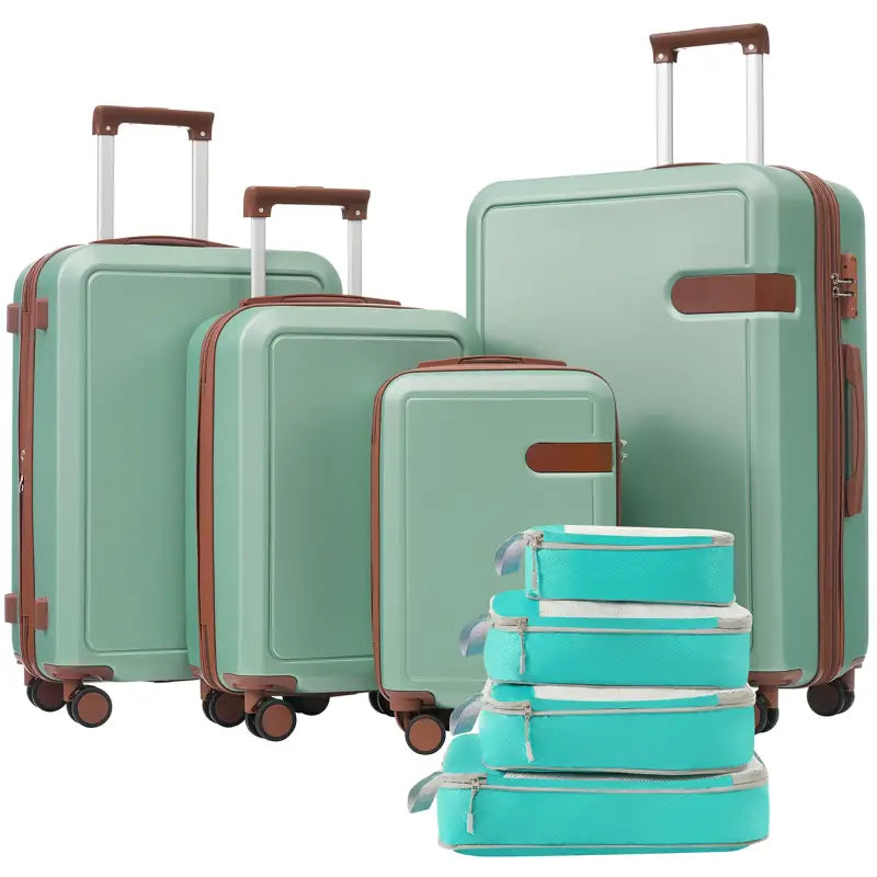 4 Piece Luggage Set with Compression Packing Cubes – Expandable Spinner Wheels & TSA Lock - Light Green / United States