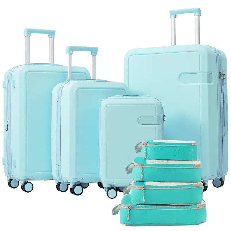 4 Piece Luggage Set with Compression Packing Cubes – Expandable Spinner Wheels & TSA Lock - Light Blue / United States