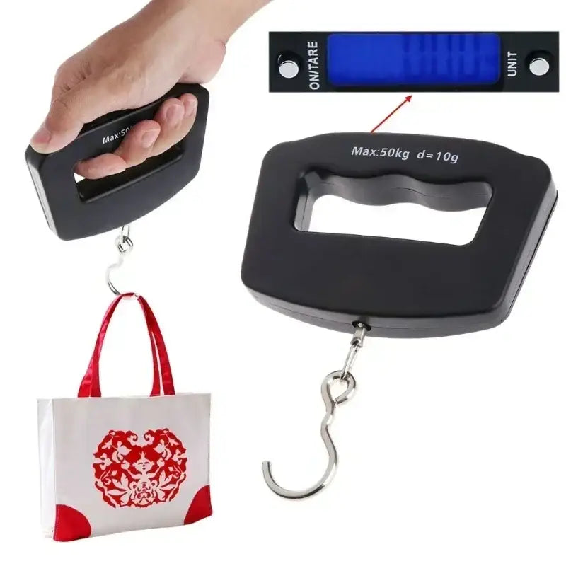 50kg/10g Portable Travel Luggage Scale – Handheld Electronic Digital Scale with Hook for Luggage Parcel Fishing - XC106