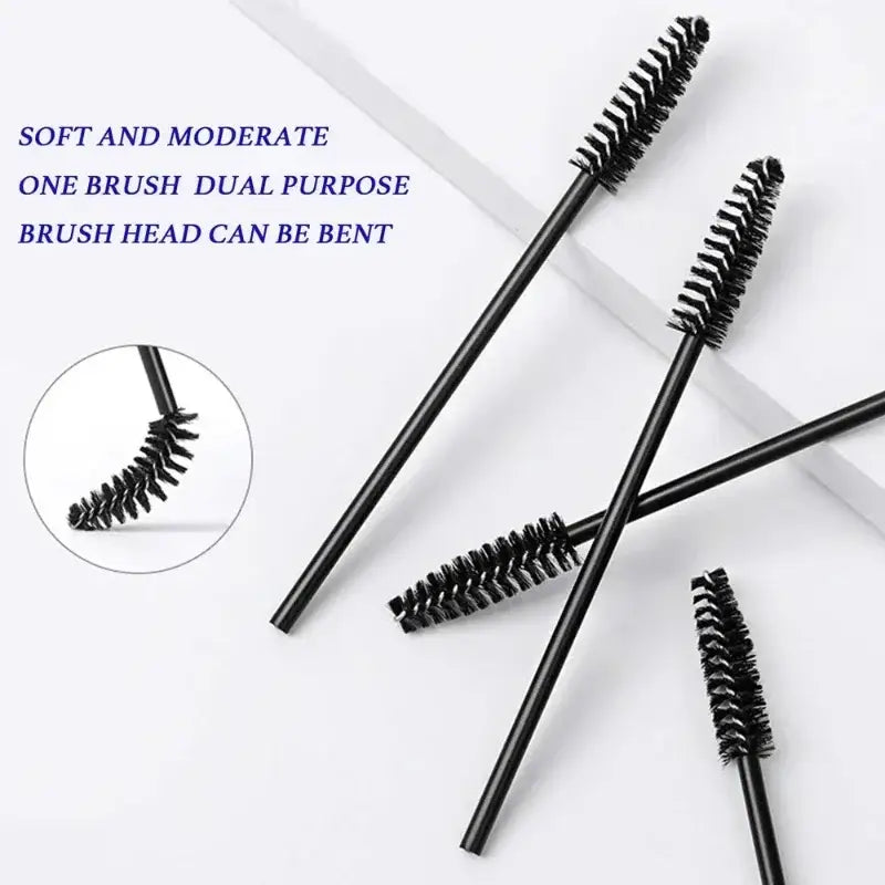 50Pcs Disposable Mascara Wands – Eyebrow & Eyelash Brush Applicators for Makeup & Extensions