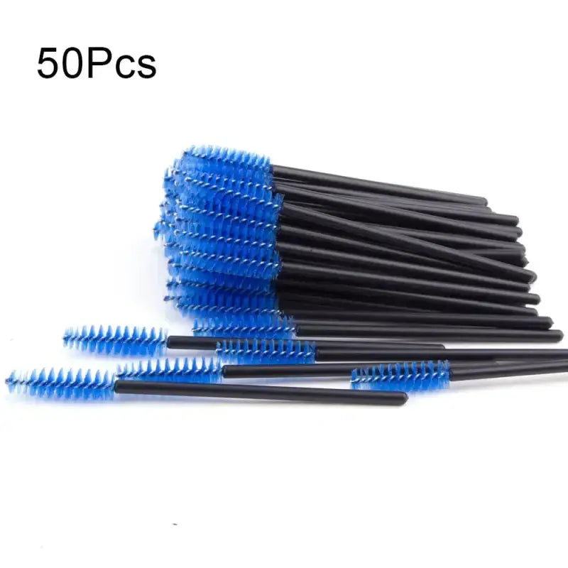 50Pcs Disposable Mascara Wands – Eyebrow & Eyelash Brush Applicators for Makeup & Extensions - 50Pcs Blue