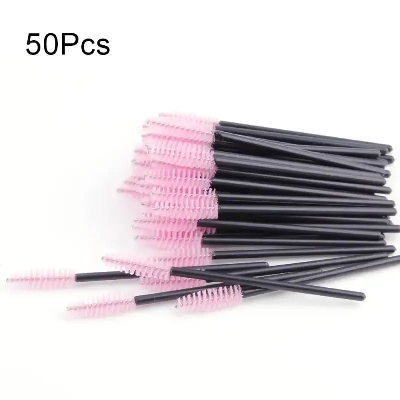 50Pcs Disposable Mascara Wands – Eyebrow & Eyelash Brush Applicators for Makeup & Extensions - 50Pcs Pink