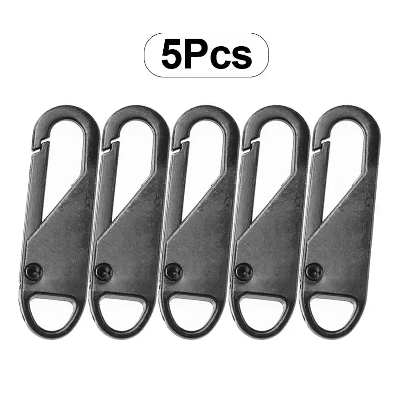 5pcs Universal Replacement Zipper Slider Pullers – Metal Alloy Zip Repair Kit for Luggage Bags Jackets & DIY Sewing