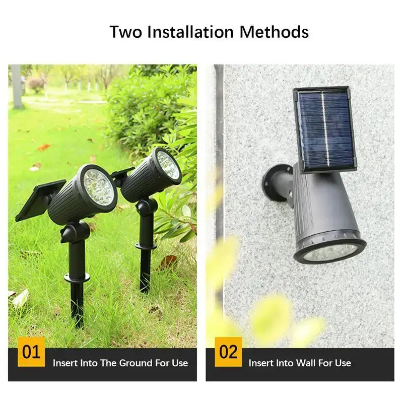 9-LED Solar Spotlights – IP65 Waterproof Outdoor Lights with Adjustable Brightness for Garden Lawn Driveway & Backyard