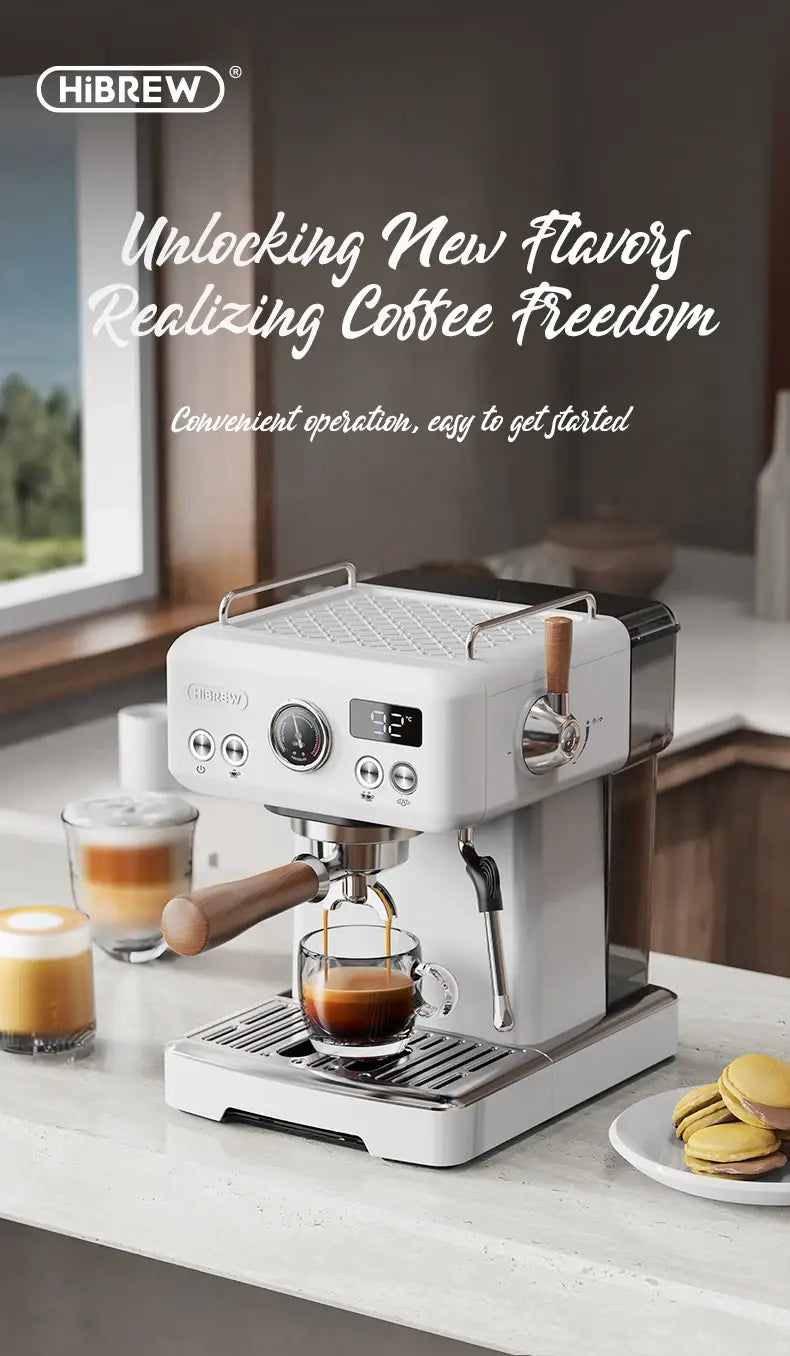 HiBREW Semi-Automatic Espresso Machine 20Bar Pressure Adjustable Temperature for Cappuccino