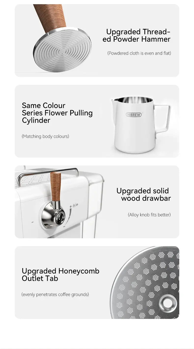 HiBREW Semi-Automatic Espresso Machine 20Bar Pressure Adjustable Temperature for Cappuccino