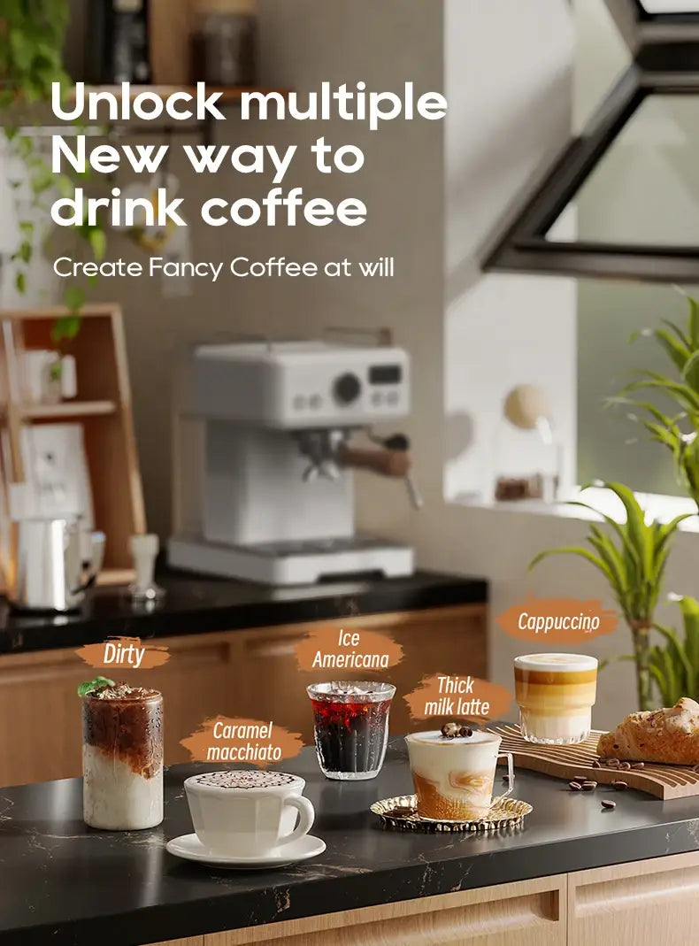 HiBREW Semi-Automatic Espresso Machine 20Bar Pressure Adjustable Temperature for Cappuccino