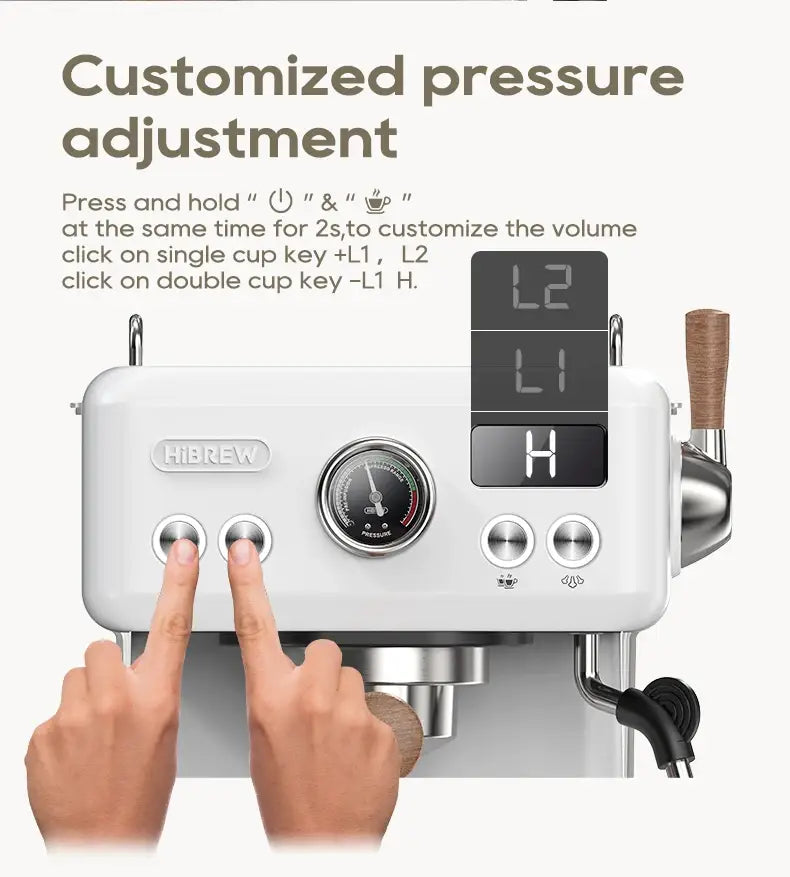 HiBREW Semi-Automatic Espresso Machine 20Bar Pressure Adjustable Temperature for Cappuccino