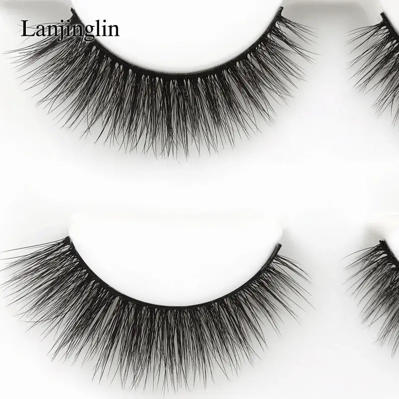LANJINGLIN 3 Pairs 3D Faux Mink Hair False Eyelashes – Soft Wispy Fluffy Reusable Lashes