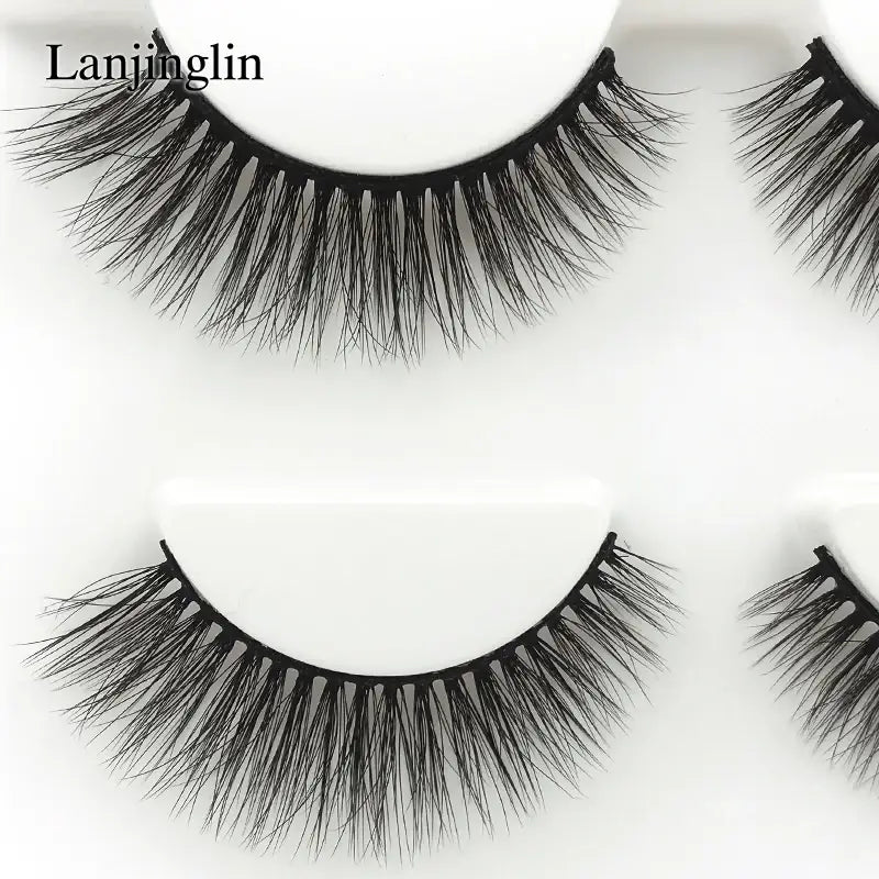 LANJINGLIN 3 Pairs 3D Faux Mink Hair False Eyelashes – Soft Wispy Fluffy Reusable Lashes