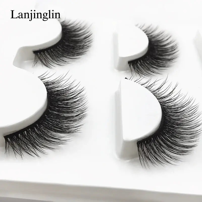 LANJINGLIN 3 Pairs 3D Faux Mink Hair False Eyelashes – Soft Wispy Fluffy Reusable Lashes