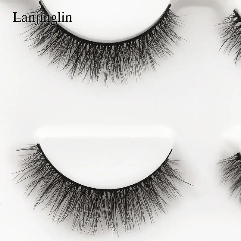 LANJINGLIN 3 Pairs 3D Faux Mink Hair False Eyelashes – Soft Wispy Fluffy Reusable Lashes