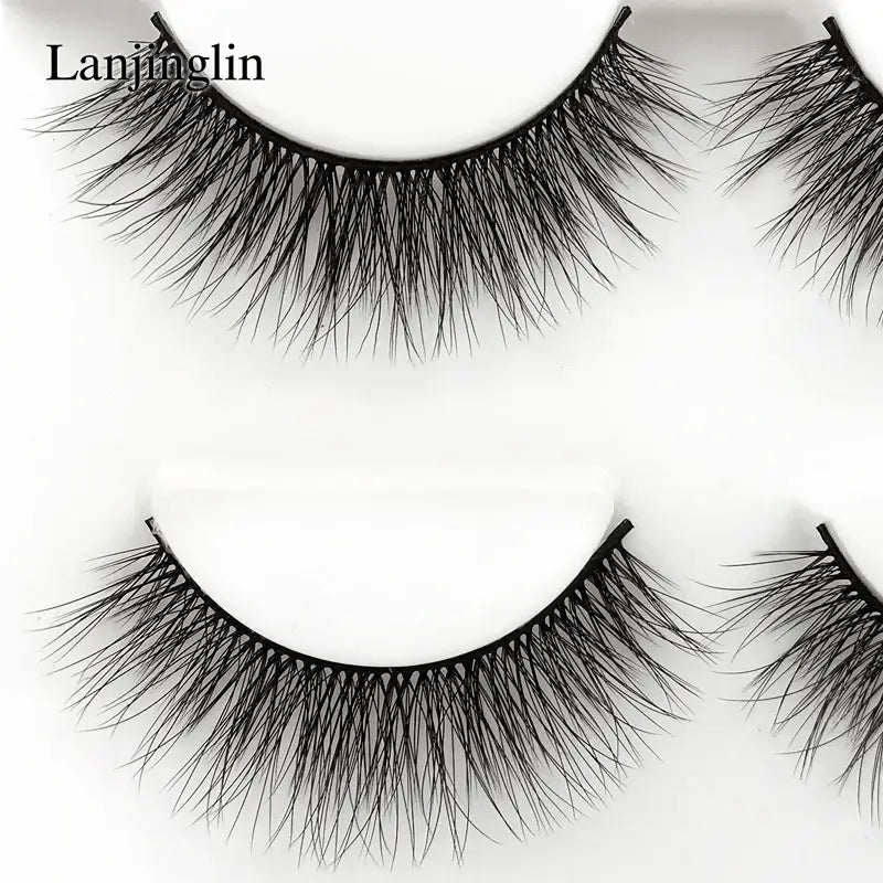 LANJINGLIN 3 Pairs 3D Faux Mink Hair False Eyelashes – Soft Wispy Fluffy Reusable Lashes