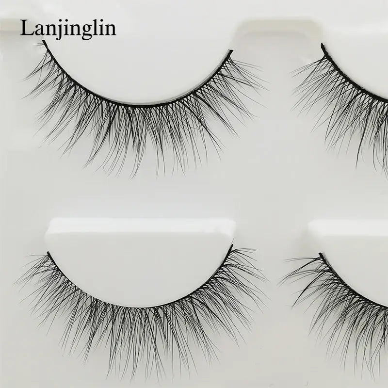 LANJINGLIN 3 Pairs 3D Faux Mink Hair False Eyelashes – Soft Wispy Fluffy Reusable Lashes