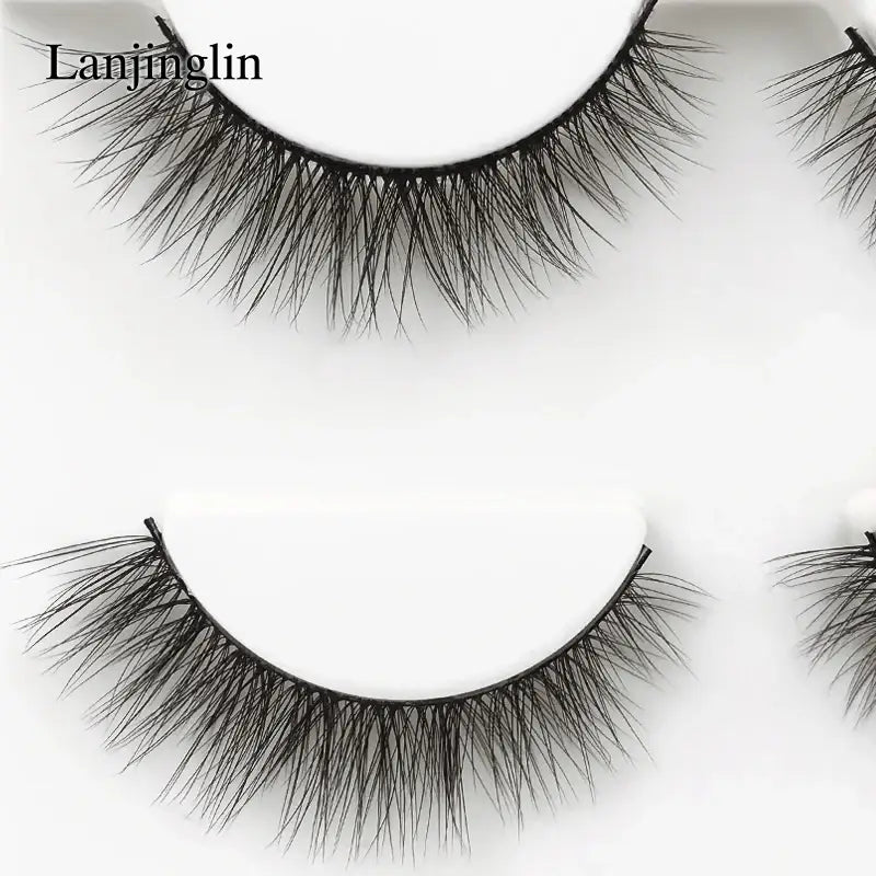 LANJINGLIN 3 Pairs 3D Faux Mink Hair False Eyelashes – Soft Wispy Fluffy Reusable Lashes