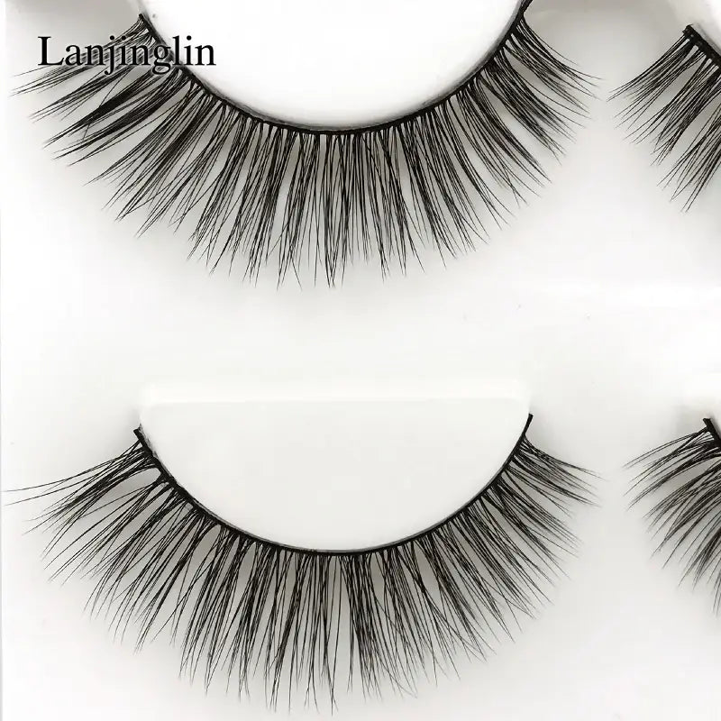 LANJINGLIN 3 Pairs 3D Faux Mink Hair False Eyelashes – Soft Wispy Fluffy Reusable Lashes