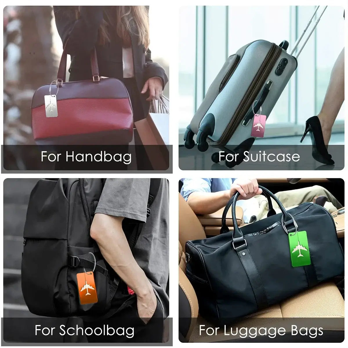 Aluminium Alloy Aircraft Luggage Tag – Durable Anti-Lost Travel ID Tag with Name Card Solid Color Travel Accessory