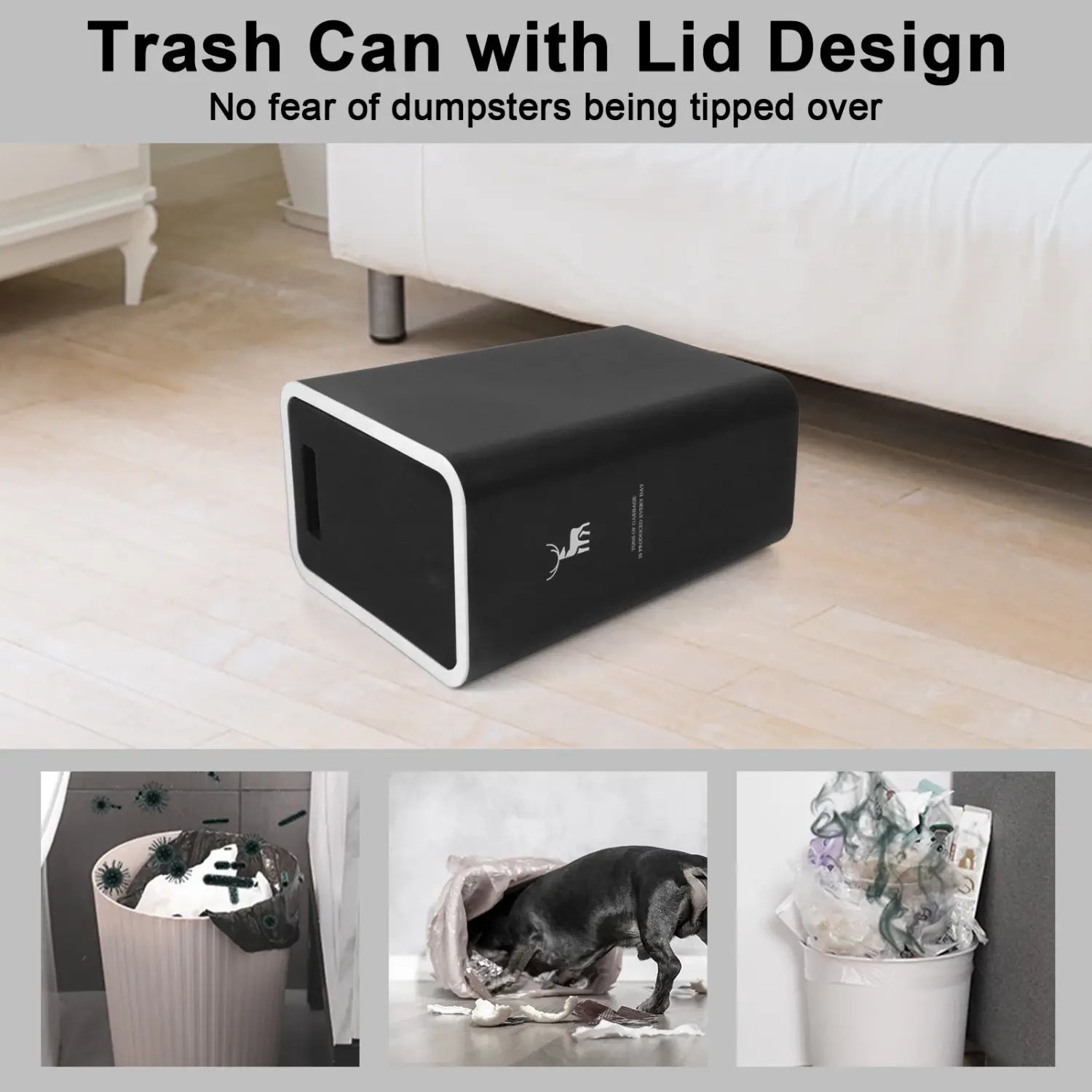 3-Pack 4 Gallon Press Top Trash Can with Lid Small Plastic Dog-Proof Waste Bin for Kitchen Office & Bathroom