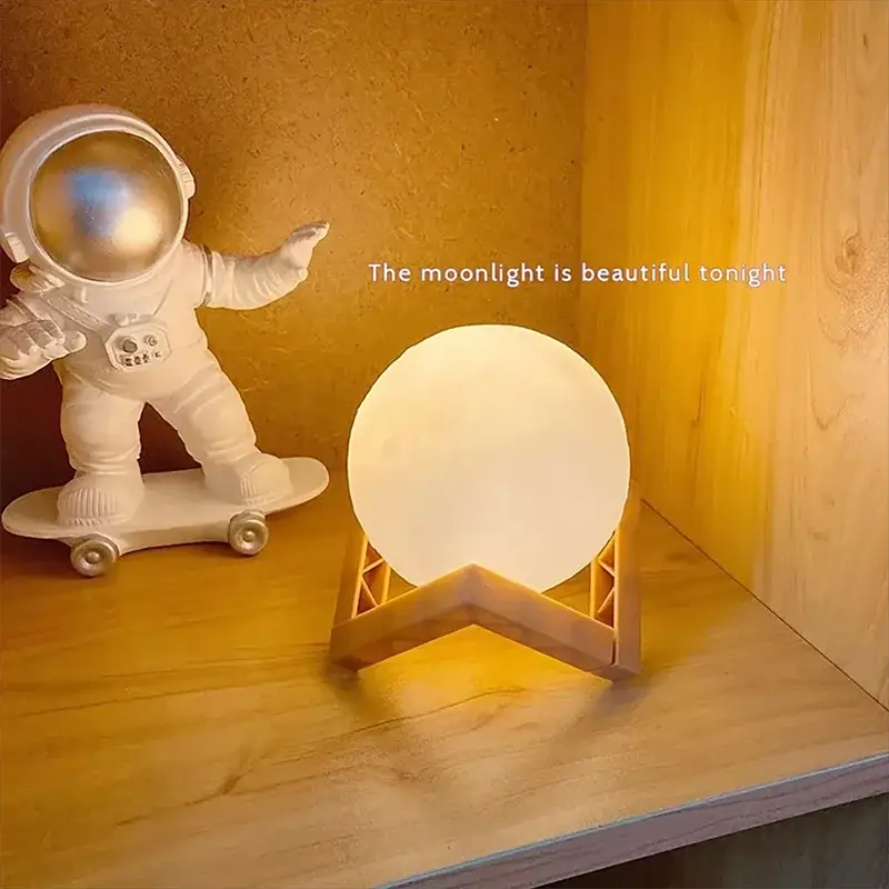 LED 3D Moon Night Light – Book Light Galaxy Lamp with Warm/White/7-Color Modes Battery Powered Kids Bedroom Decor &
