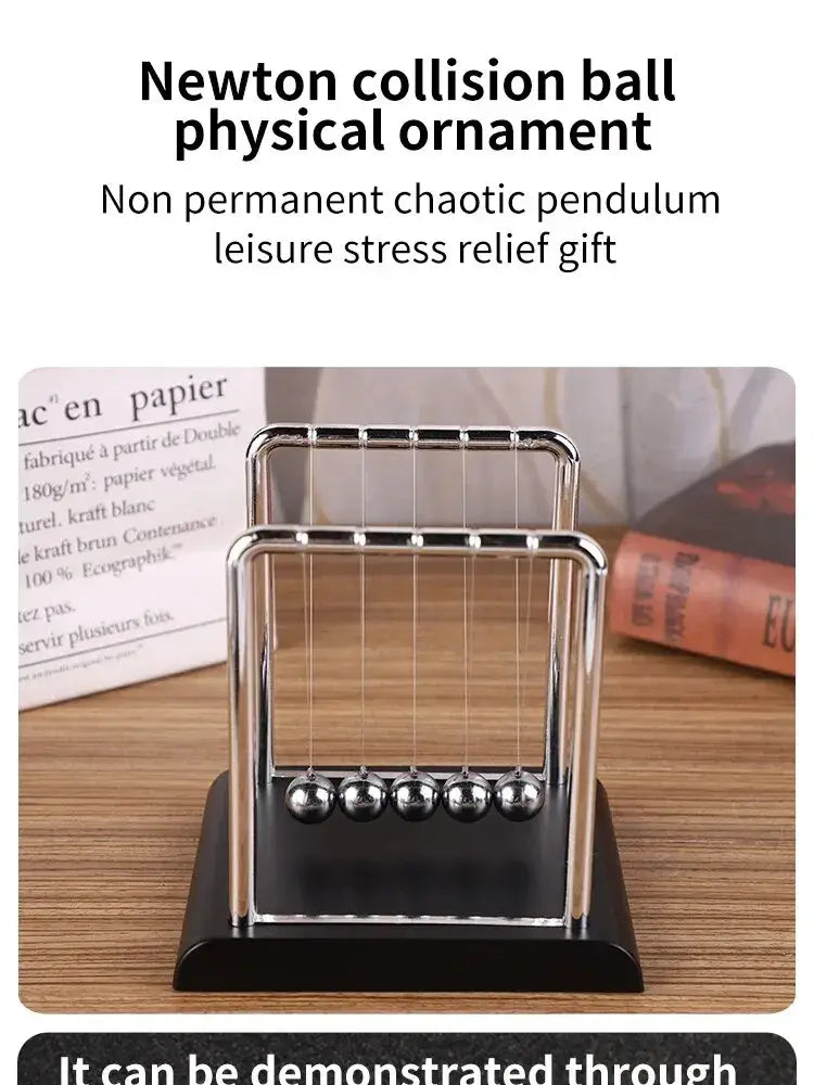 Newton’s Cradle Steel Ball Pendulum Desktop Toy – Physics Teaching Aid Stress Relief & Home Office Decoration