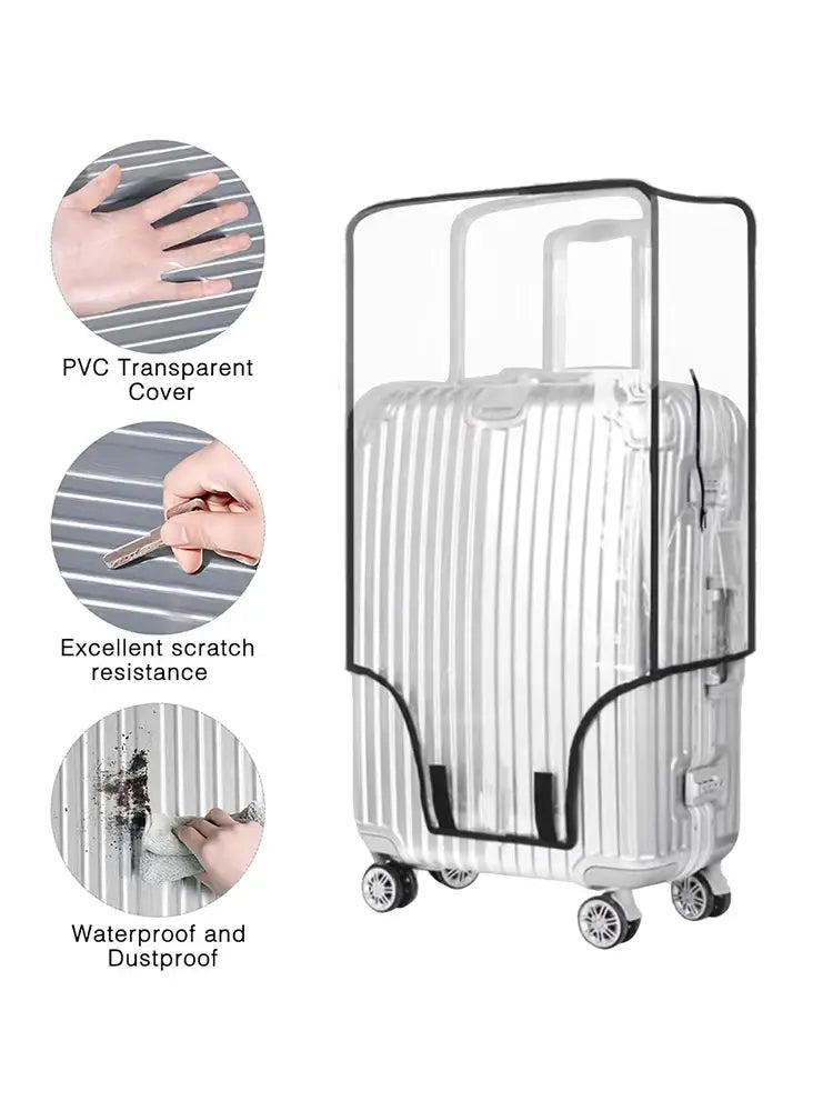Transparent PVC Luggage Cover – Wear-Resistant Protective Case for 18–24’’ Wheeled Suitcases