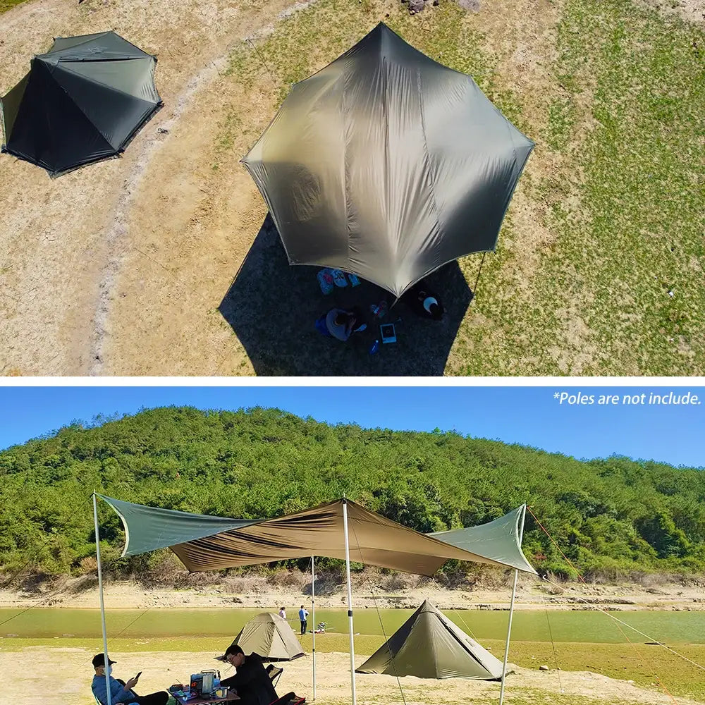 Octagon 5x5 Black Coating Tarp for 12 People – Waterproof Outdoor Camping Sunshade Awning