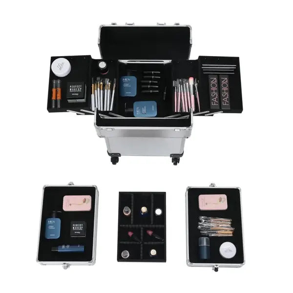 4pcs 拉杆式带万向轮 ABS 银色 化妆箱 75*35*25cm N001-32