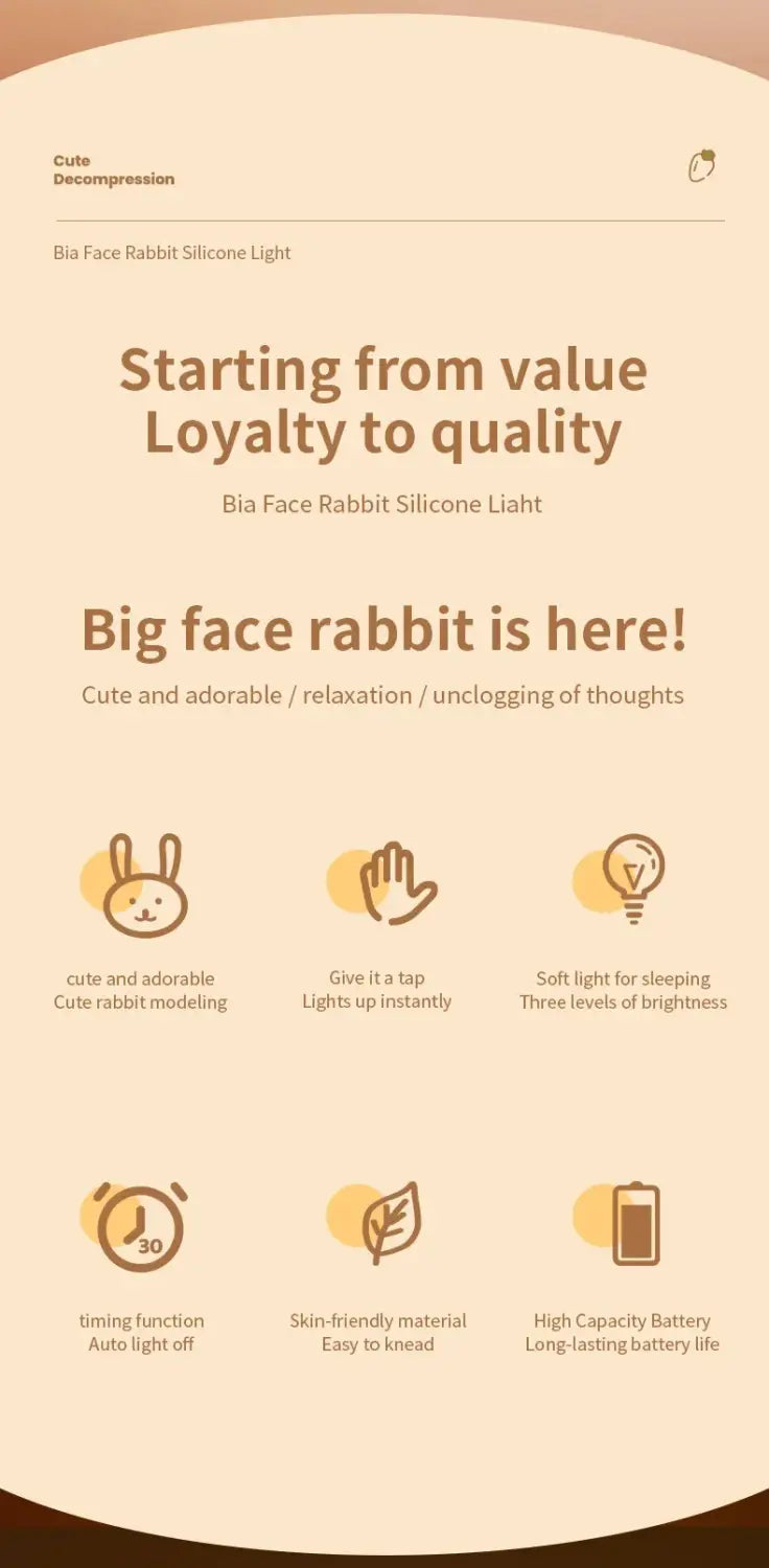 LED Silicone Rabbit Night Light – Touch Sensor Cute Animal Lamp USB Rechargeable Kids Bedroom Decor & Bedside Lamp