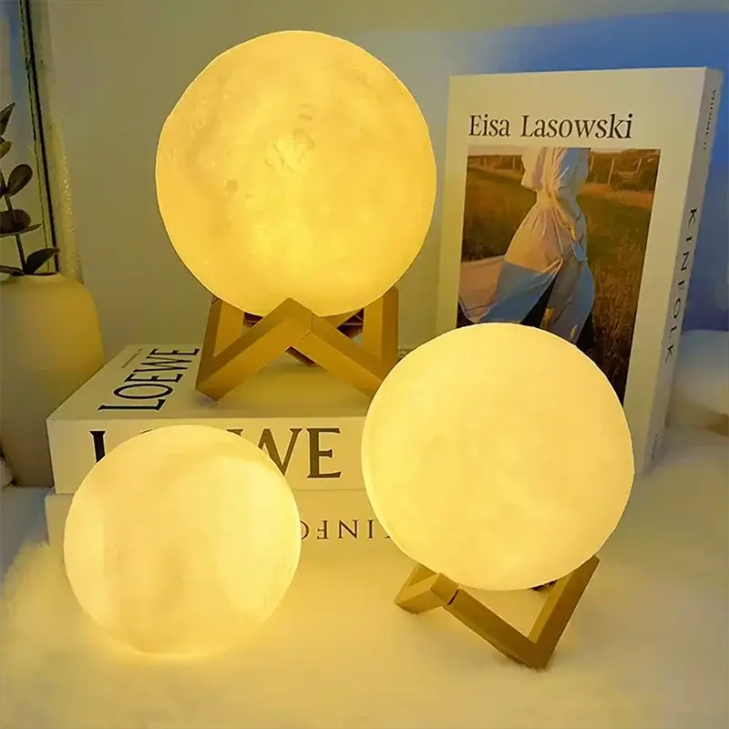 LED 3D Moon Night Light – Book Light Galaxy Lamp with Warm/White/7-Color Modes Battery Powered Kids Bedroom Decor &
